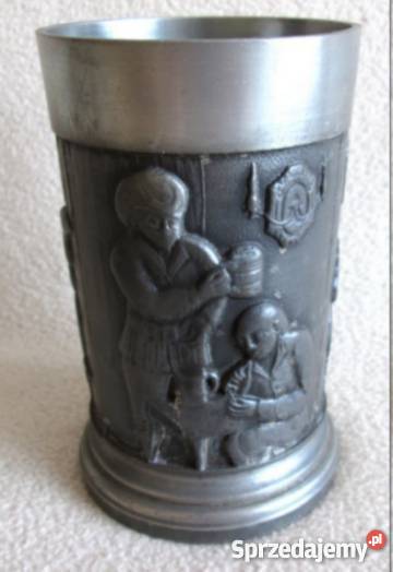 Stary grawerowany cynowy kubek puchar Rytro sprzedam