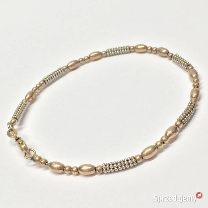 Złota BRANSOLETKA 375 9K PÓŁSZTYWNA różowe i Bransoletki Warszawa