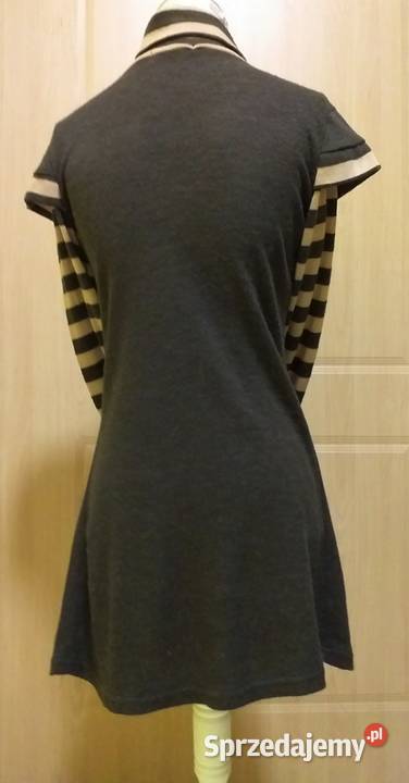 Tunika sweter golf w pasy brązowokawowe ML CCG śląskie