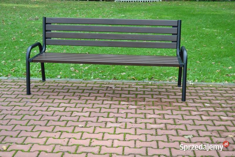 Ławka parkowa stalowa z oparciempodłokietnik Sieciechów
