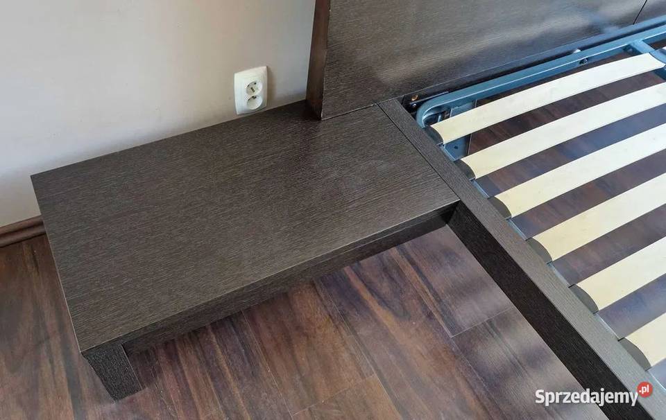 Łóżko 160 x 200 stoliki nocne stelaż wenge Łóżka Meble Ustroń