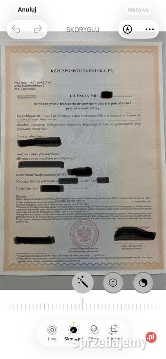 Sprzedam firmę z licencją spedycyjną sprzedam