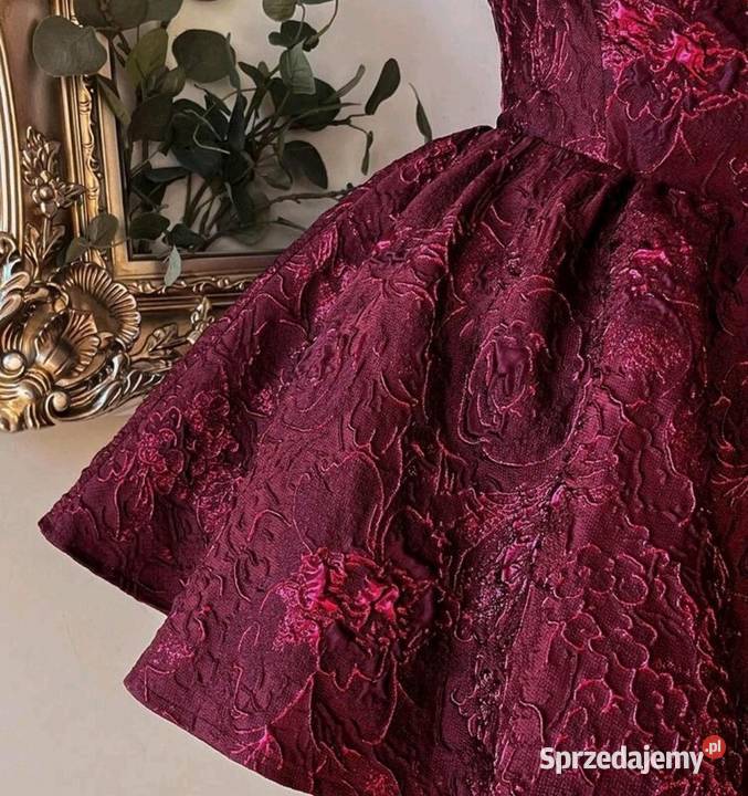 Bordowa sukienka wieczorowa Rozkloszowana  Olesno sprzedam