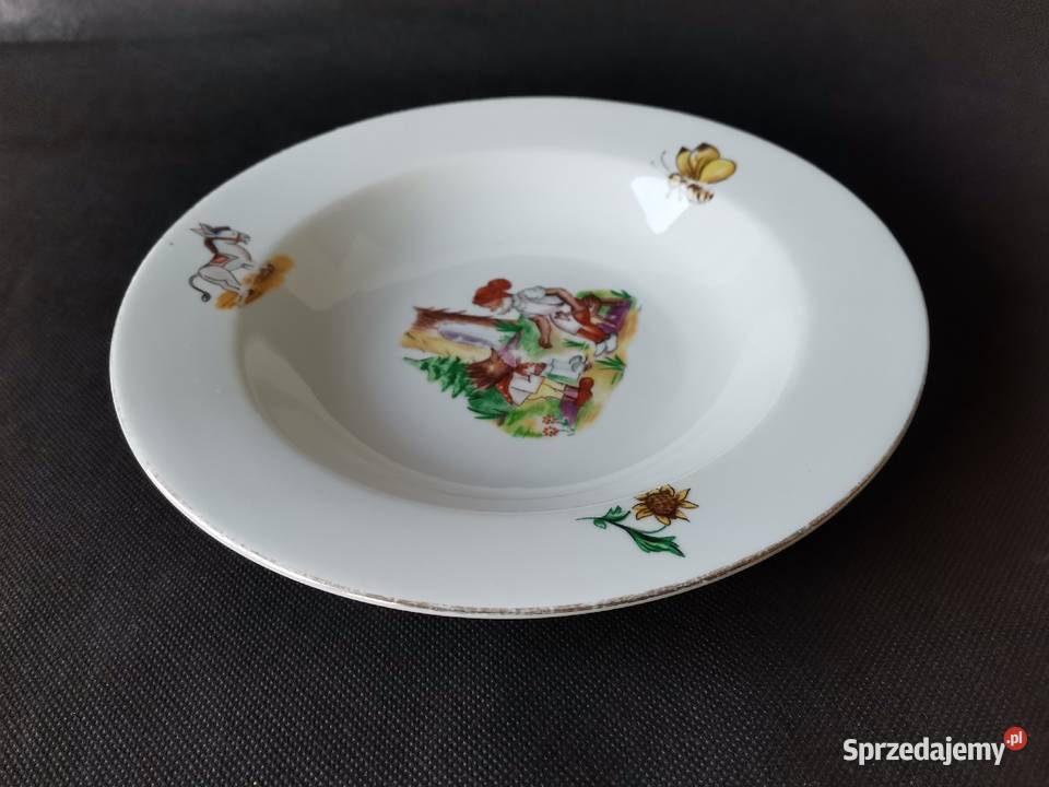 Stary talerz bajkowy Krasnoludek i Jeżyk Porcelana i szkło Katowice