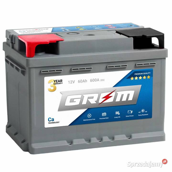 Akumulator GROM Premium 60Ah 600A EN DTR Lewy osobowe kujawsko-pomorskie Toruń