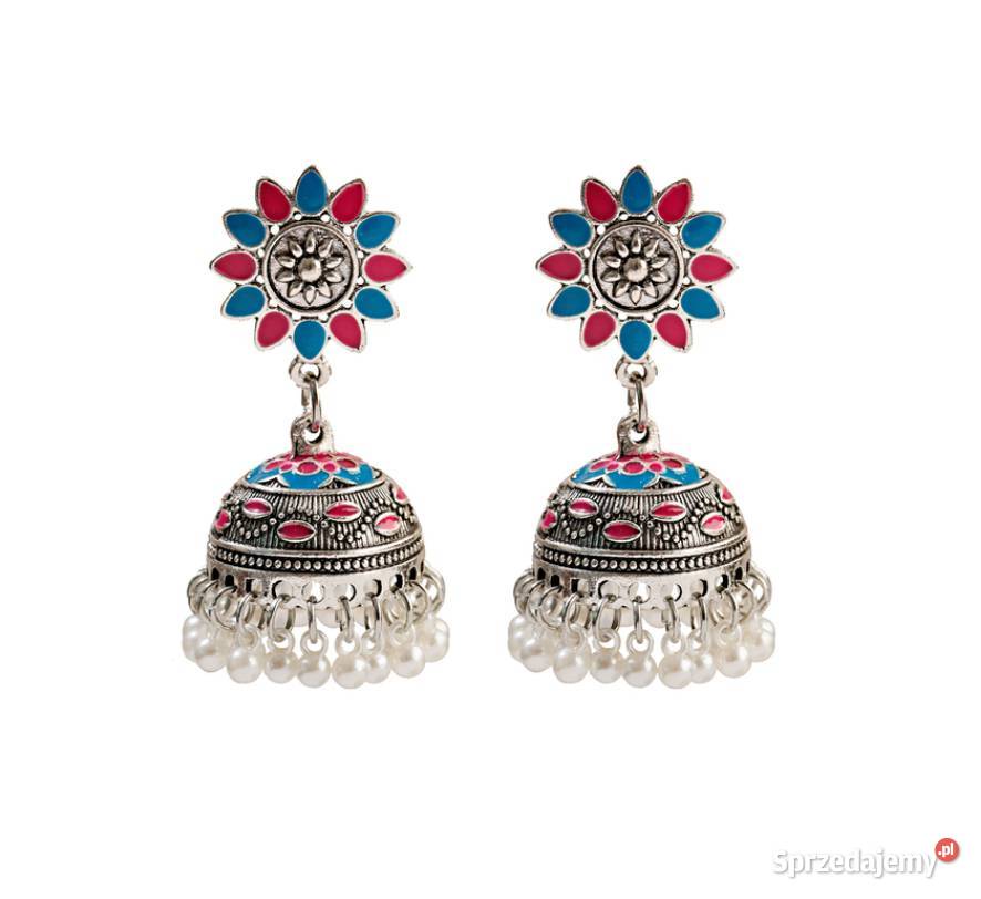 Nowe kolczyki indyjskie srebrny kolor niebieski zachodniopomorskie