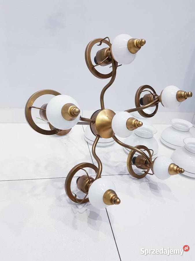 Stary mosiężny żyrandol z prlu rustykalny śląskie sprzedam