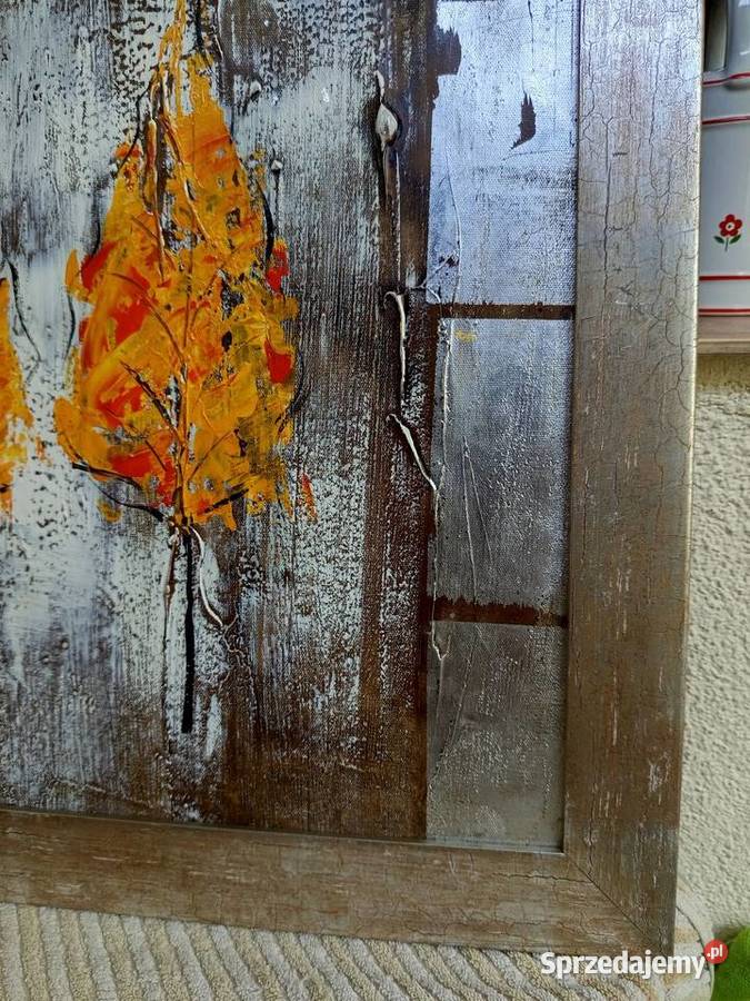 Obraz olejny TRZY DRZEWA Vintage na płycie w mazowieckie Warszawa