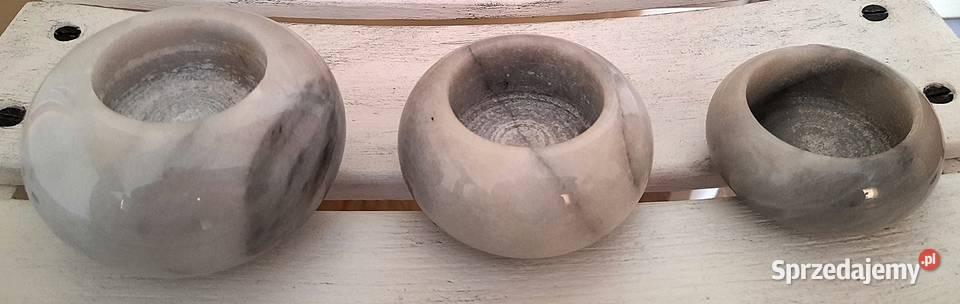 Świeczniki elipsoidalne marmur kpl 3