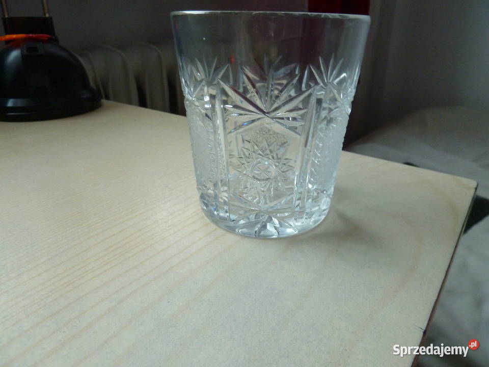 3 kryształowe zdobione szklanki Zawiercie 280 ml Warszawa
