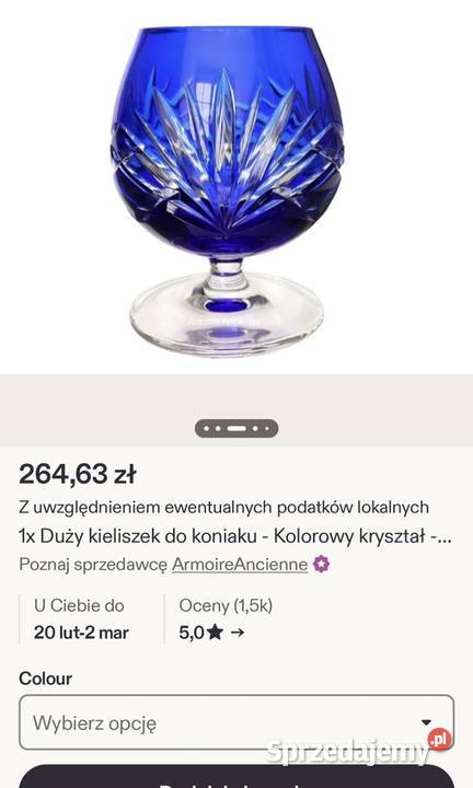 NACHTMAN KOBALT duży kryształowy kieliszek do Pabianice