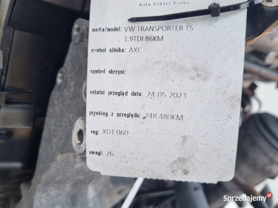 SILNIK KOMPLET VW Transporter T5 19 TDI 85 osobowe lubelskie Chełm