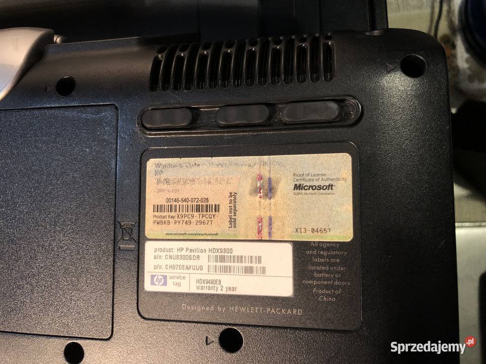 Laptop HP Pavilion HDX 9300 z uszkodzoną płytą Elektronika Tychy sprzedam
