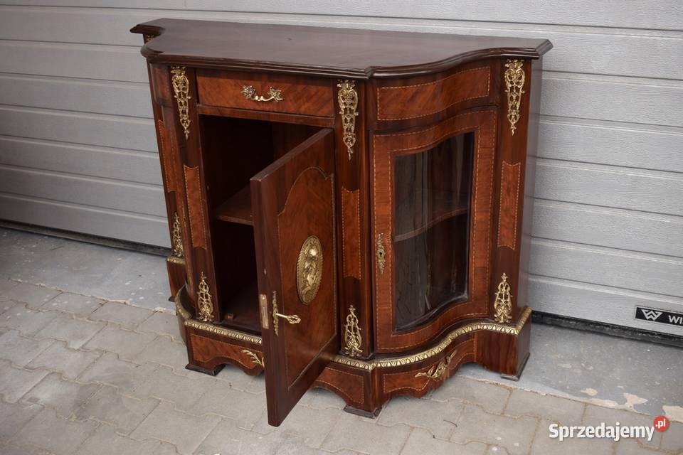 Francuska Komoda Empire Drewno Brąz Gięte Szyby Kraków