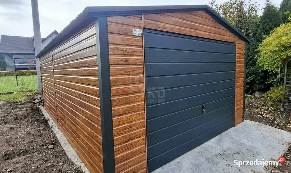 Garaz blaszany 45x6 m brama uchylna drzwi Gorzów Wielkopolski