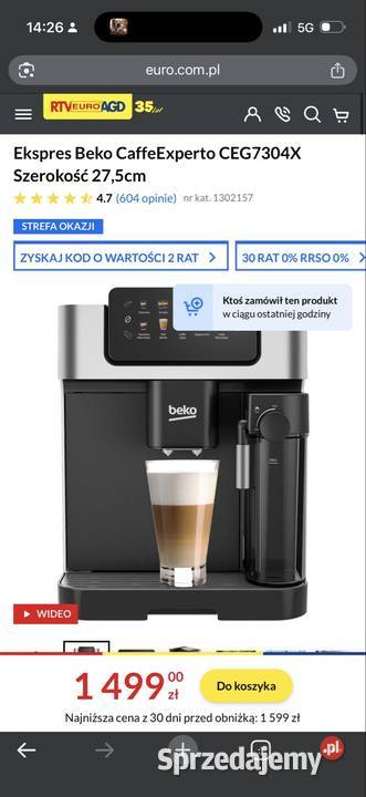 Automatyczny Ekspres Beko CaffeExperto Nowy Olsztyn sprzedam