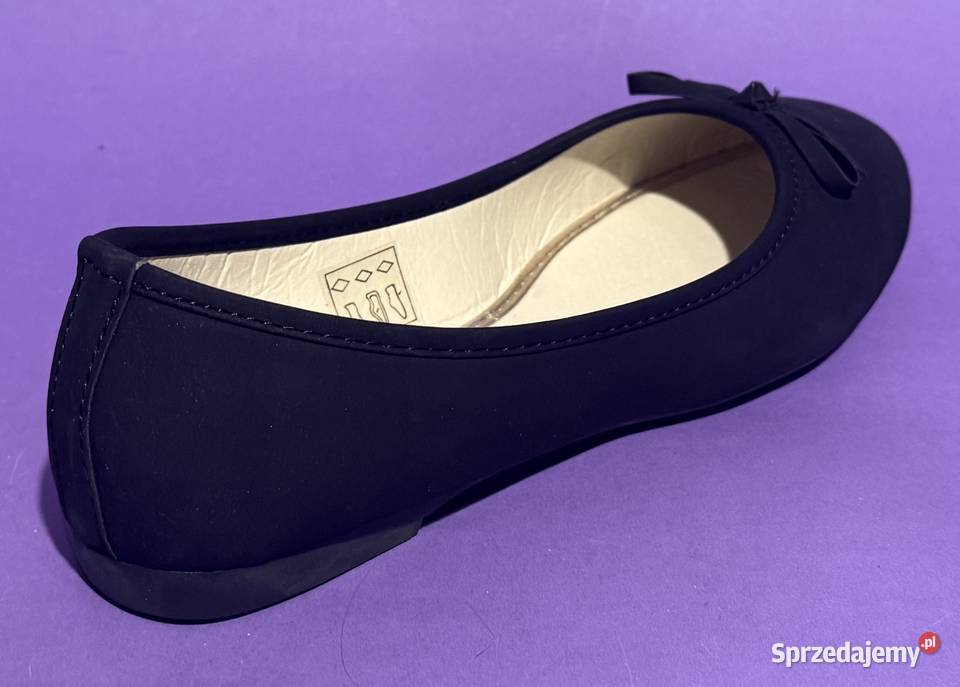 Czarne gładkie baleriny z kokardą rozmiar 38 inna mazowieckie Żyrardów sprzedam