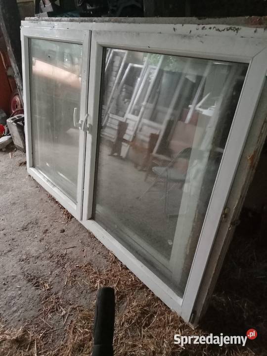 Okno PCV plastikowe dwuskrzydłowe białe brązowe Czernikówko sprzedam