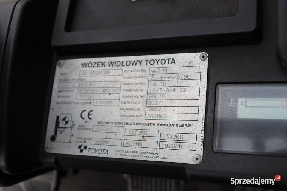 Wózek widłowy gazowy Toyota BFGK 20 2017 Łazy