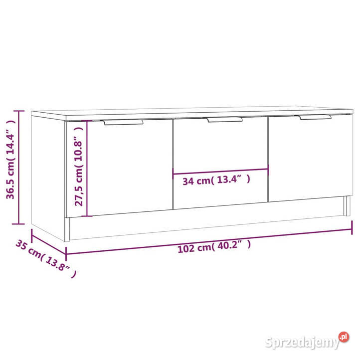 Szafka pod TV przydymiony dąb 197x35x52 WM817081 Warszawa