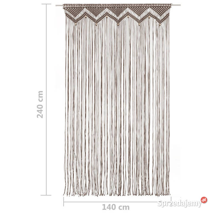 Zasłona z makramy kolor taupe 140 x 240 bawełna Warszawa