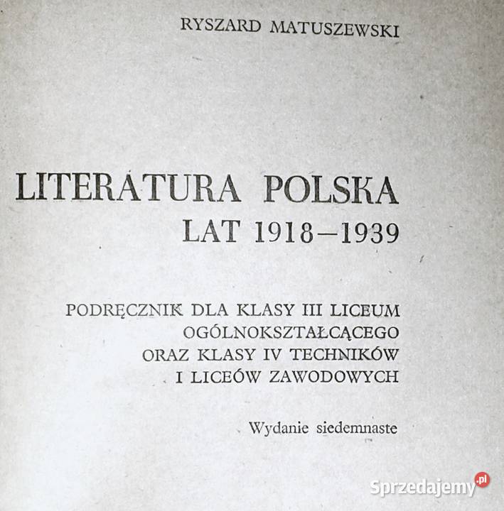 Literatura polska 19181939 kl 3 LO kl 4 Pozostałe