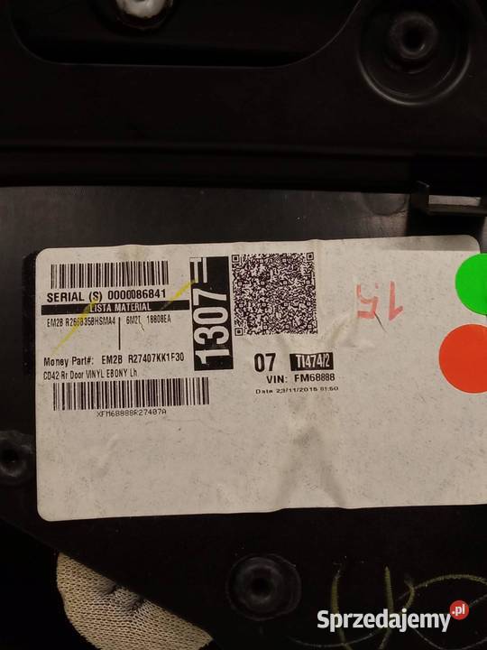 TAPICERKA BOCZEK LEWY TYŁ EM2BR27473A Ford świętokrzyskie