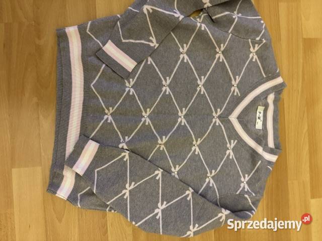 Sweter damski ML szary z różem w kokardki w śląskie Częstochowa sprzedam