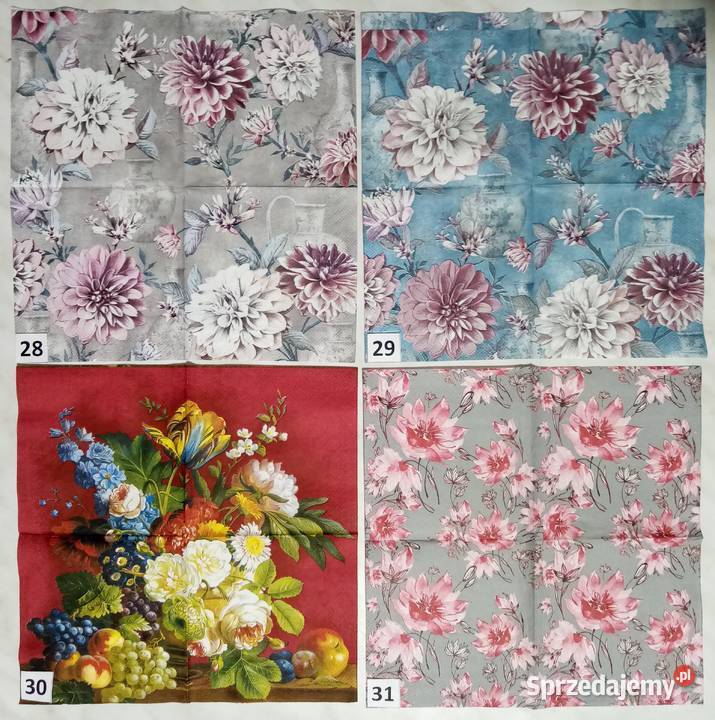 Serwetki decoupage kwiaty zestaw D Laskowiec sprzedam