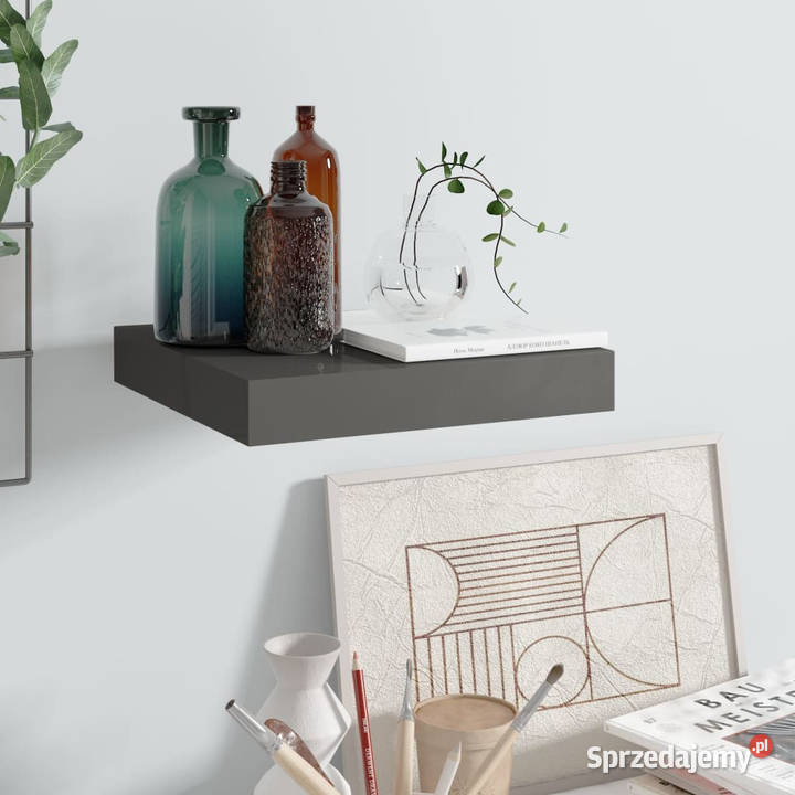Półka ścienna szara wysoki połysk 23x235x38 MDF Warszawa sprzedam