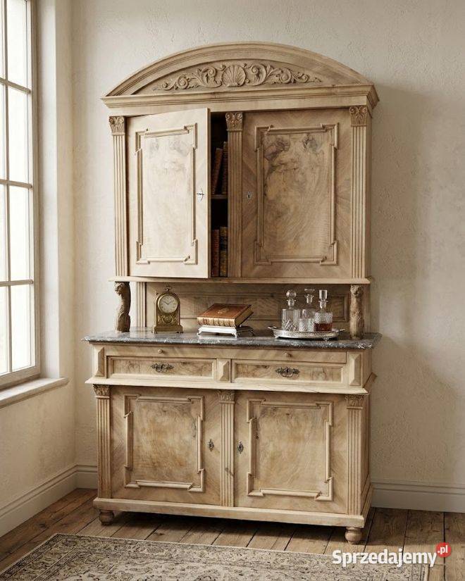 Orzechowy Kredens z Czeczotą i Marmurem mazowieckie Marki