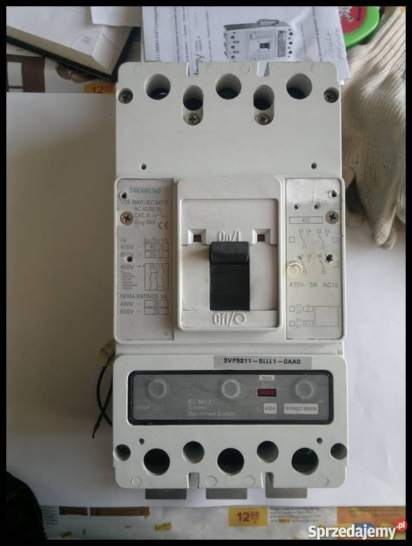 Wyłącznik siemens vde 0660 IEC 9472 Dąbrowa Górnicza
