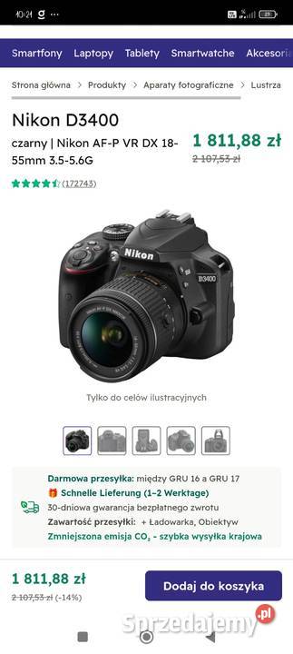 Lustrzanka nikonD3400 Warka