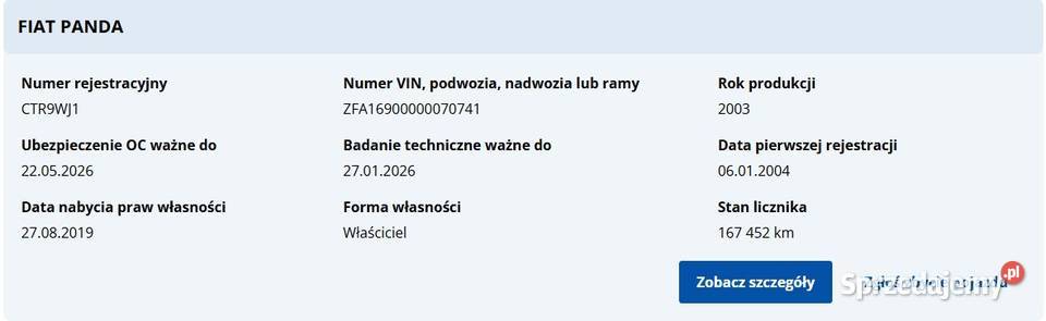 Fiat Panda 11 kujawsko-pomorskie Grębocin