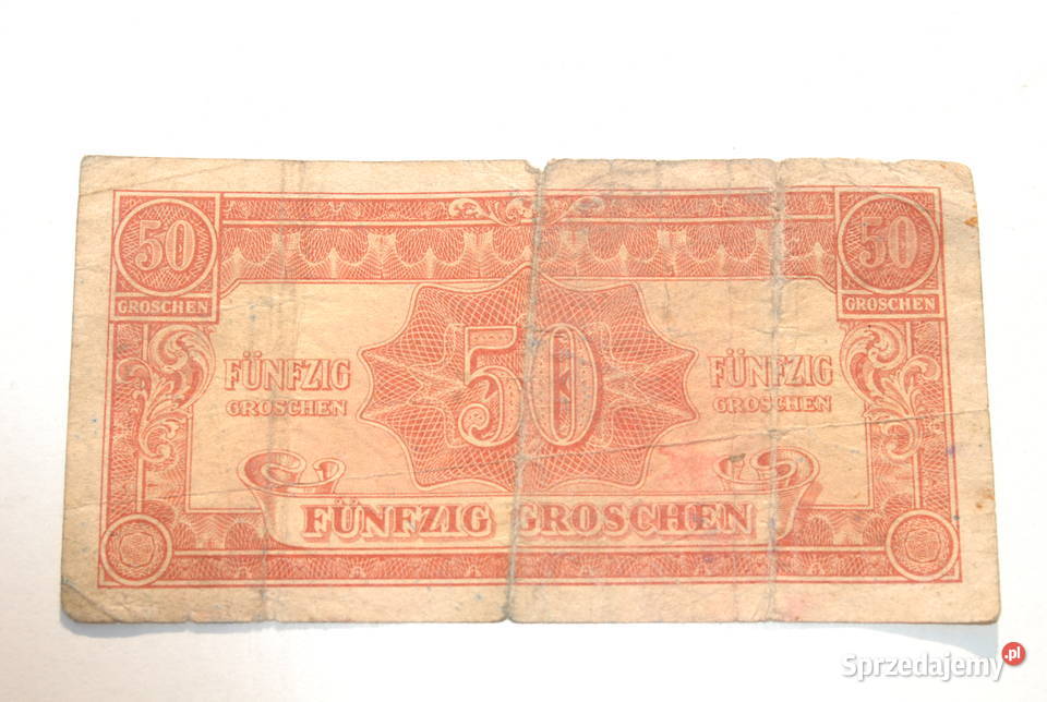 Stary banknot Austria okupacja 50 Groschen 1944 Cieszyn