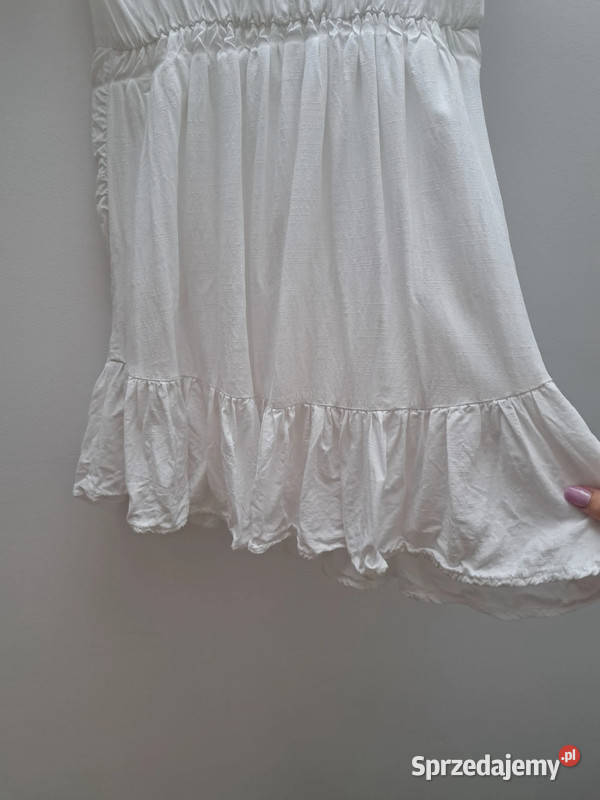 Biała sukienka z falbaną NLY Trend rozmiar 38 Trąbki Wielkie