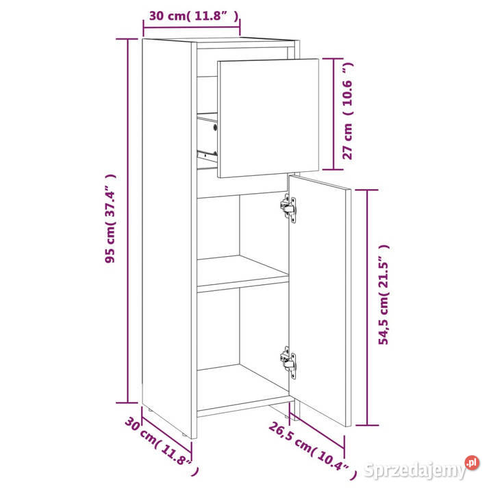 Szafka łazienkowa brązowy dąb 30x30x95 WM815554