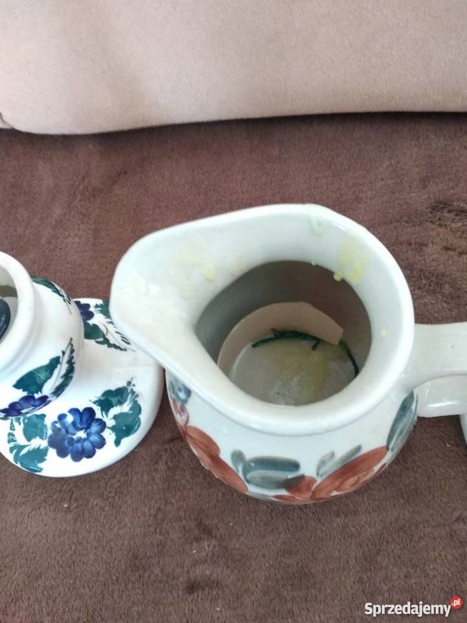świeczniki ręcznie malowane i dzbanek komplet Poznań
