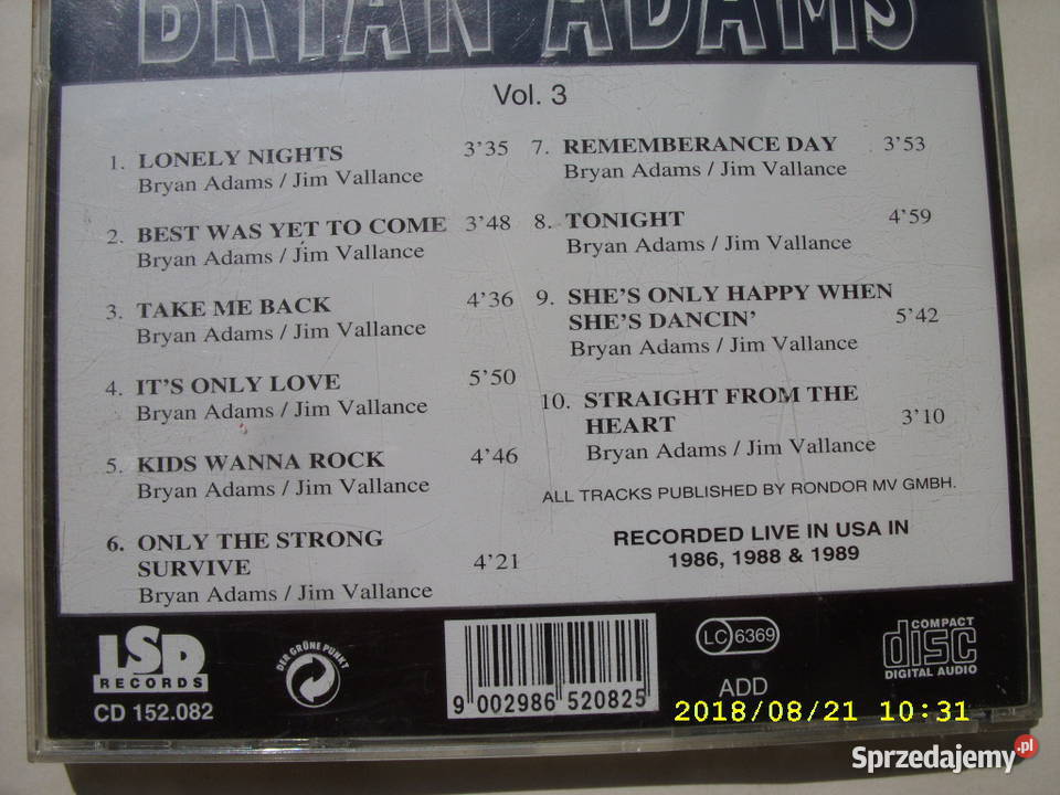 Rock plyta CD BRYAN ADAMS3 plyty CD CD