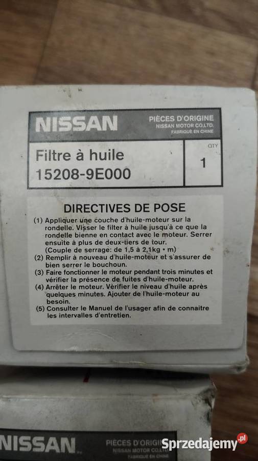 Nissan 152089E000 Filtr Oleju OEM Nowy Maxima Oleju Łódź sprzedam