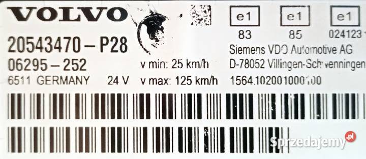 LICZNIK ZEGAR VOLVO VDO FH FM 20543470P28 Sulechów