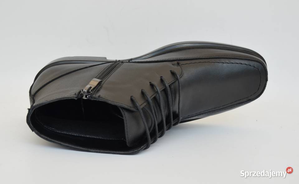 Męskie skórzane czarne trzewiki rozmiar 44 7782 inna Trekkingowe Żyrardów sprzedam