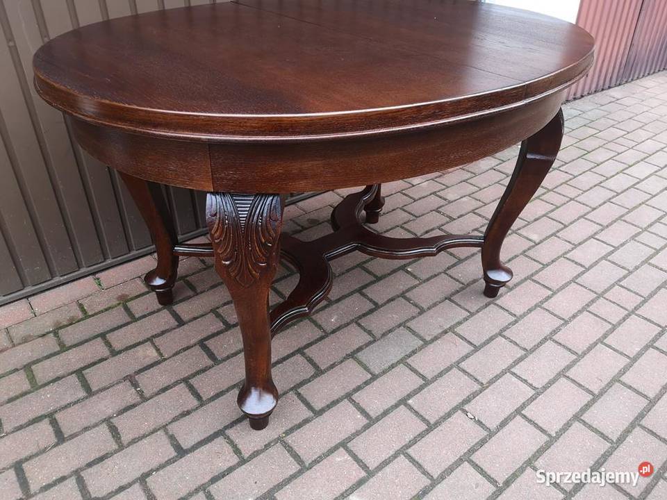 Stół Dębowy Owalny Dębowy Zgrabny Stary Antyk Swarzędz