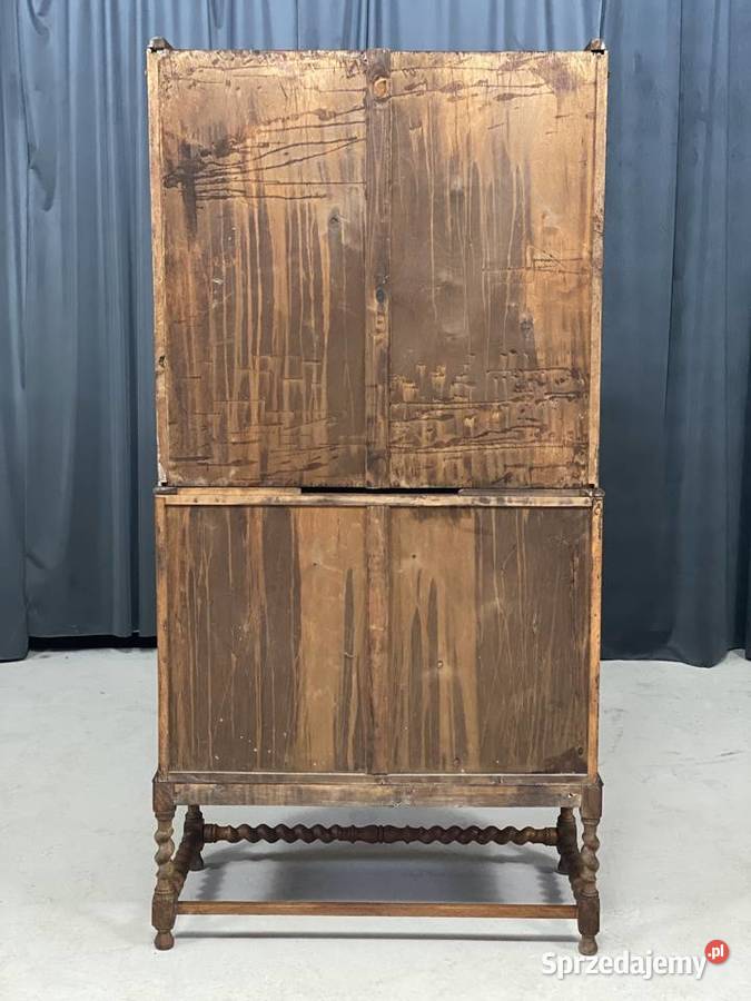 Sekretarzyk dębowy z nadstawką poł XX w witryna Budno sprzedam