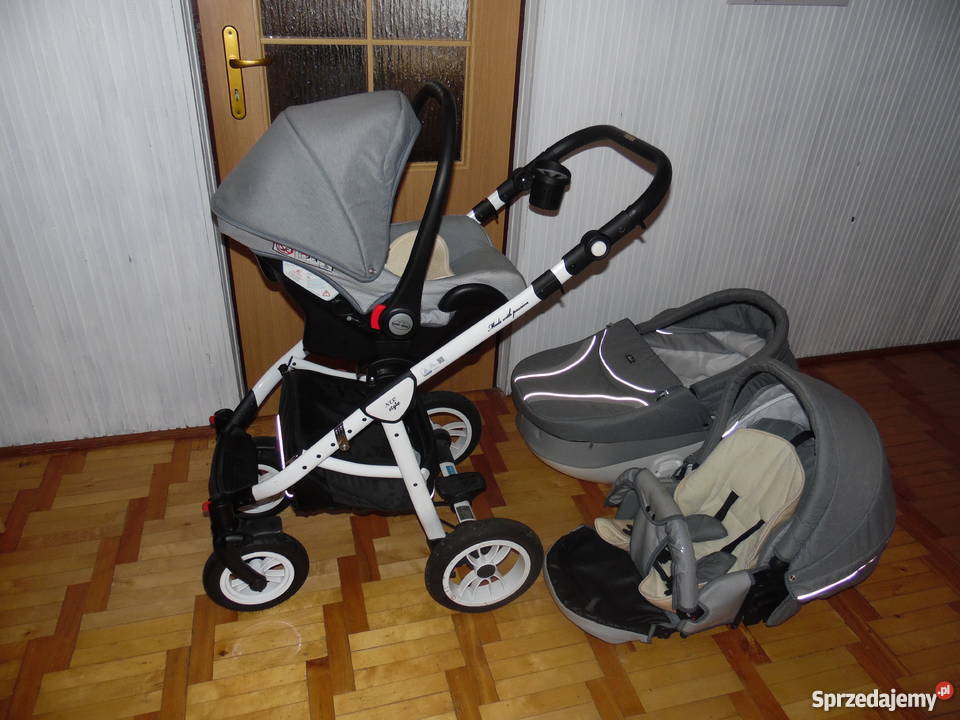 Wózek 3w1 BABY MARC Biało szary Kombornia