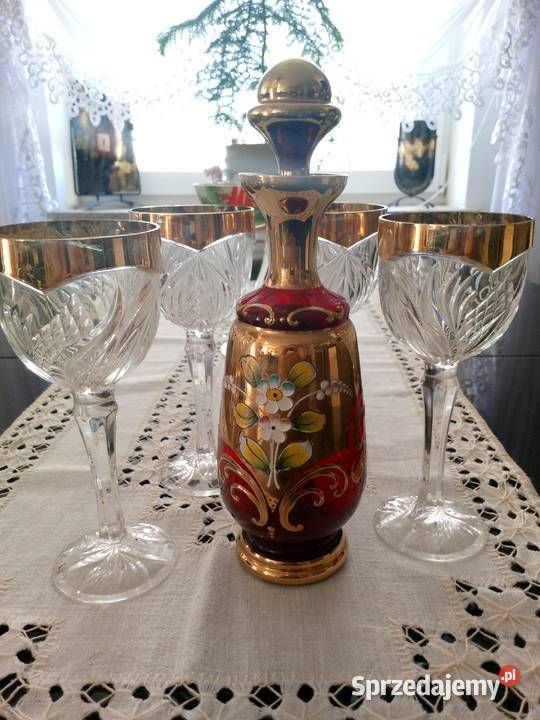 kryształ kryształowe kieliszki pozłacane karafka Warszawa