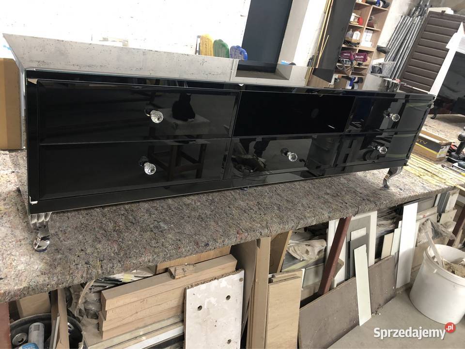 RTV czarna lustrzana ze szkła glamour nowoczesna 41cm Kępno sprzedam