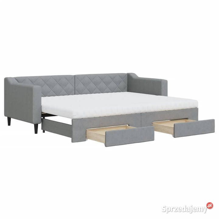 Sofa rozsuwana z szufladami jasnoszara tkanina Warszawa