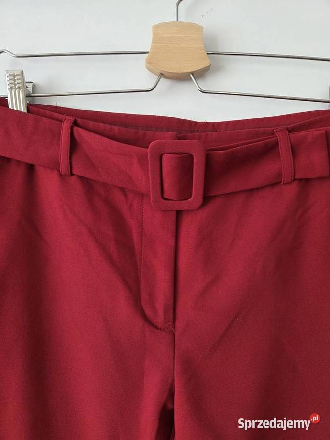 Bordowe spodnie materiałowe proste chinosy z Odzież damska Rychtal