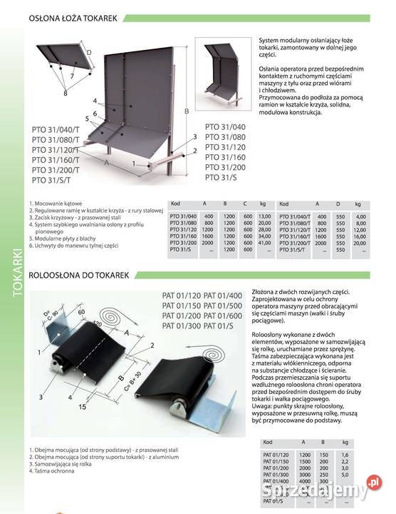 Roloosłona PAT tokarki osłona łoża tokarki PTO dolnośląskie Syców